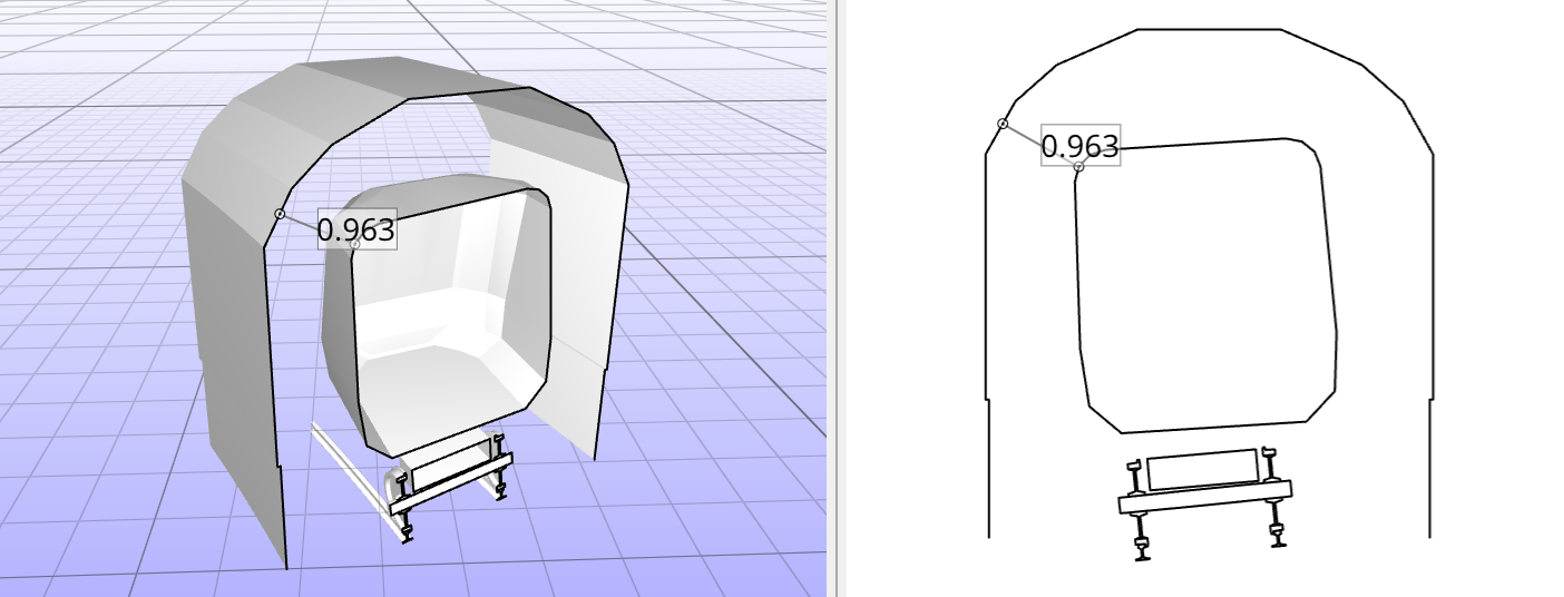 Cross‐section analysis showing vehicle-to-infrastructure distances